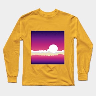 Red background with clouds and moon Long Sleeve T-Shirt